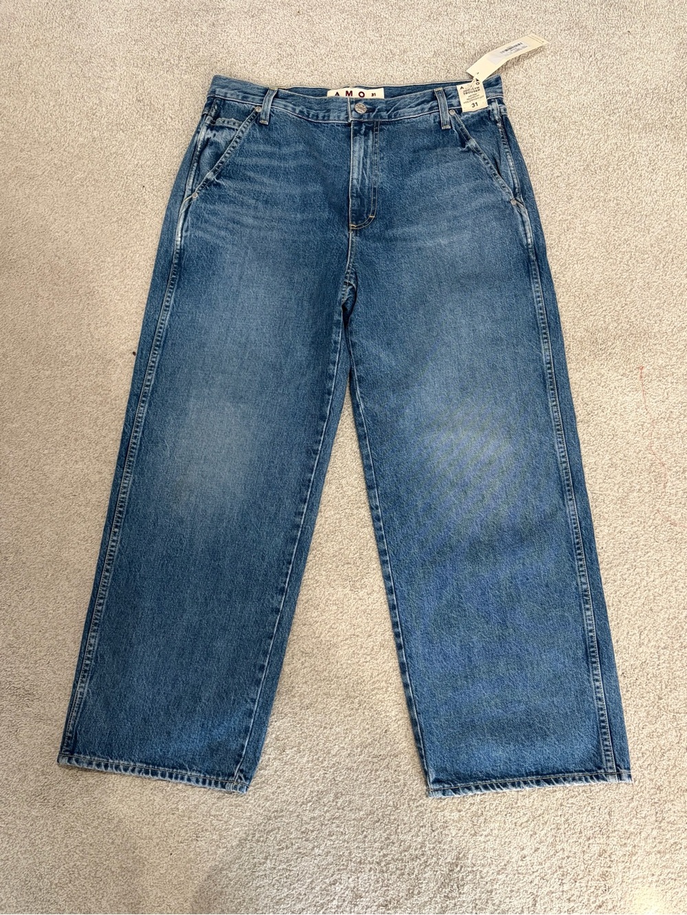 NWT AMO $310 Wide Leg Jeans, Women’s Size 31 Mid Rise Jocelyn Denim Wide Jeans